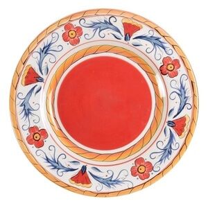 Tabletops Unlimited Italiano Red Floral Handpainted Dinner Plate 11 3/8 in